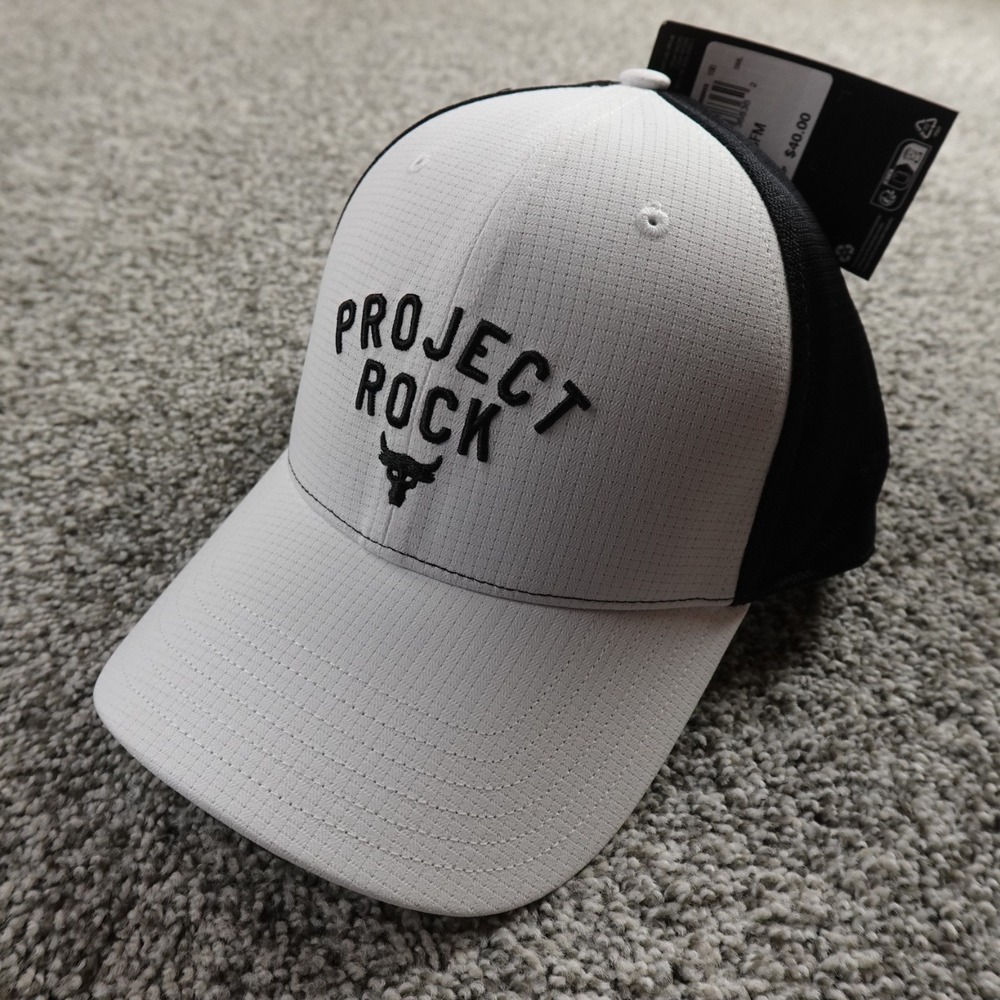 NEW Under Armour Hat Adjustable Snap Back Cap Gray Black Project Rock Bull Mens